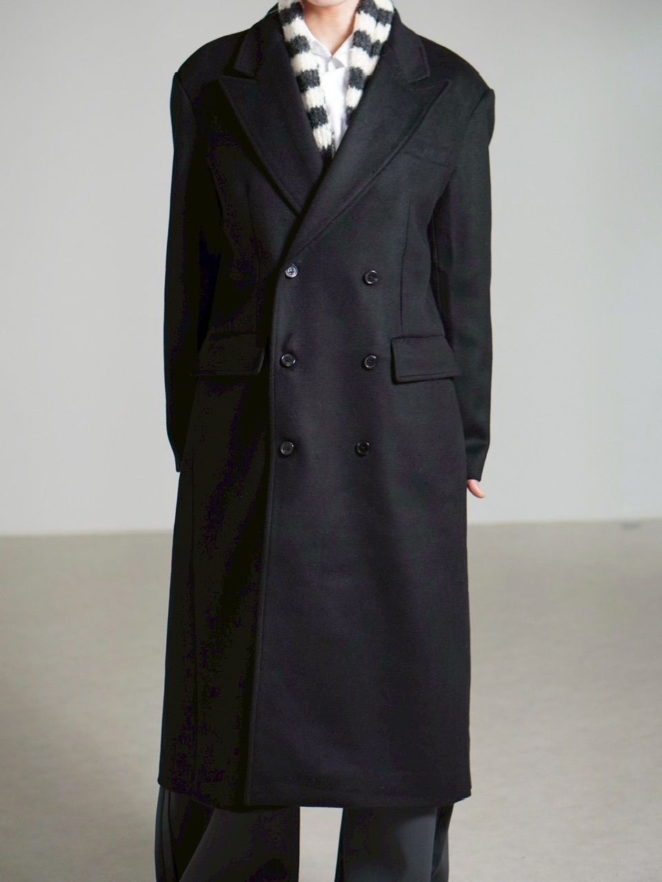 受注制【Chikashitsu +】overfit cashmere blend double long coat