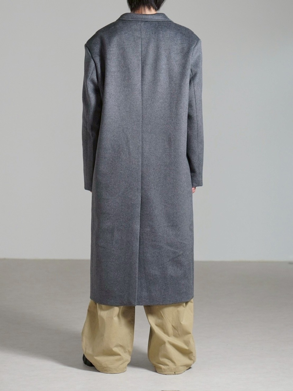 【Chikashitsu +】overfit cashmere blend double long coat / 【チカシツプラス】オーバーフィットカシミヤブレンドダブルロングコート (3color)