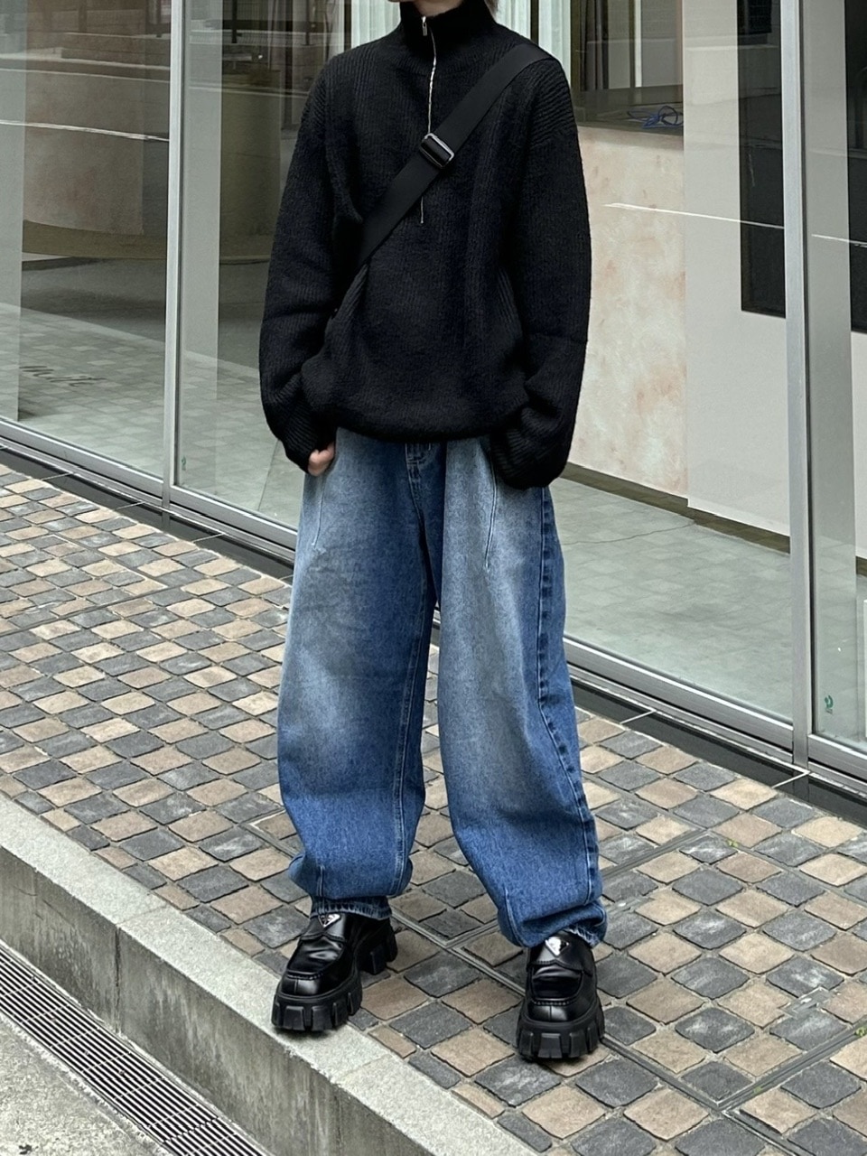 大阪店WEB限定受注制【Chikashitsu +】washing wide denim pants 