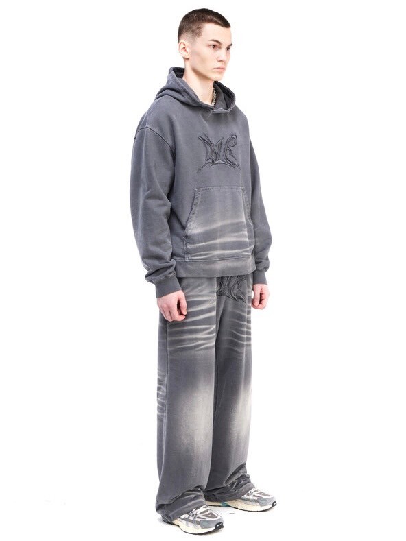 【BLR BLUER】Embroidery Washed Hoodie