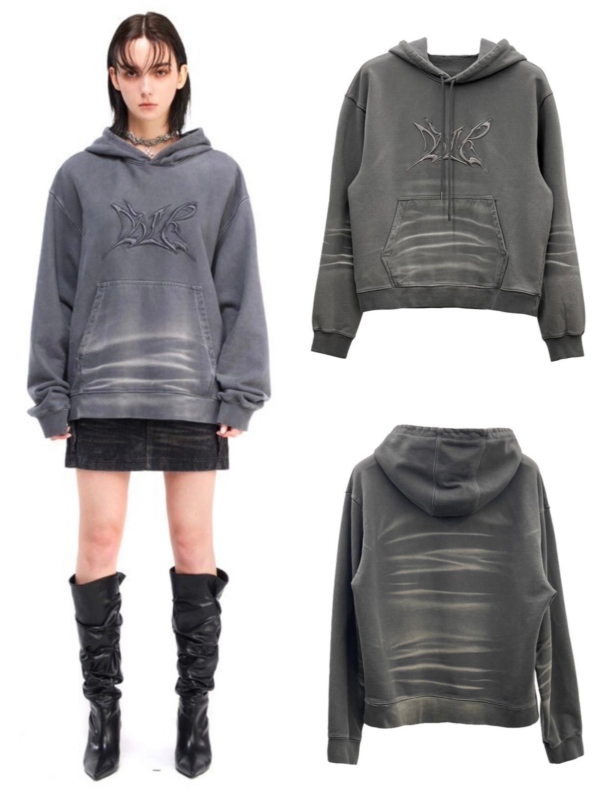 2/16再入荷【BLR BLUER】Embroidery Washed Hoodie | OUR BRAND