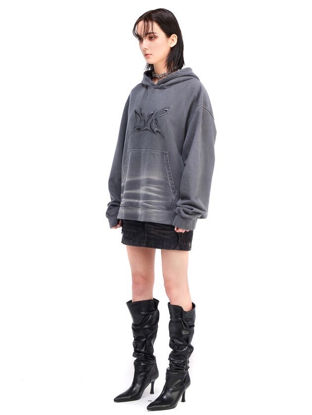 【BLR BLUER】Embroidery Washed Hoodie