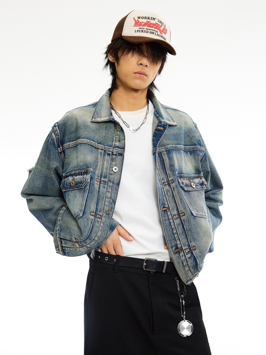 ジャケット・アウター ARULLE  v-collar denim jacket 中古・古着通販】ARULLE (アリュール) v-collar denim jacket