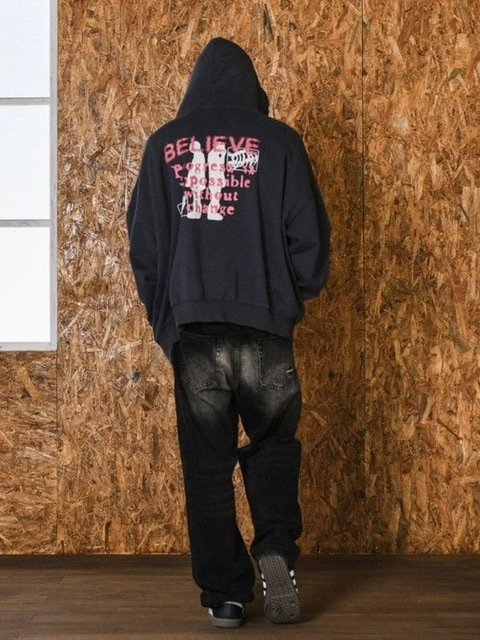 DOMINANT】Believe Vintage Bio Washing Hoodie Zip-Up | OUR