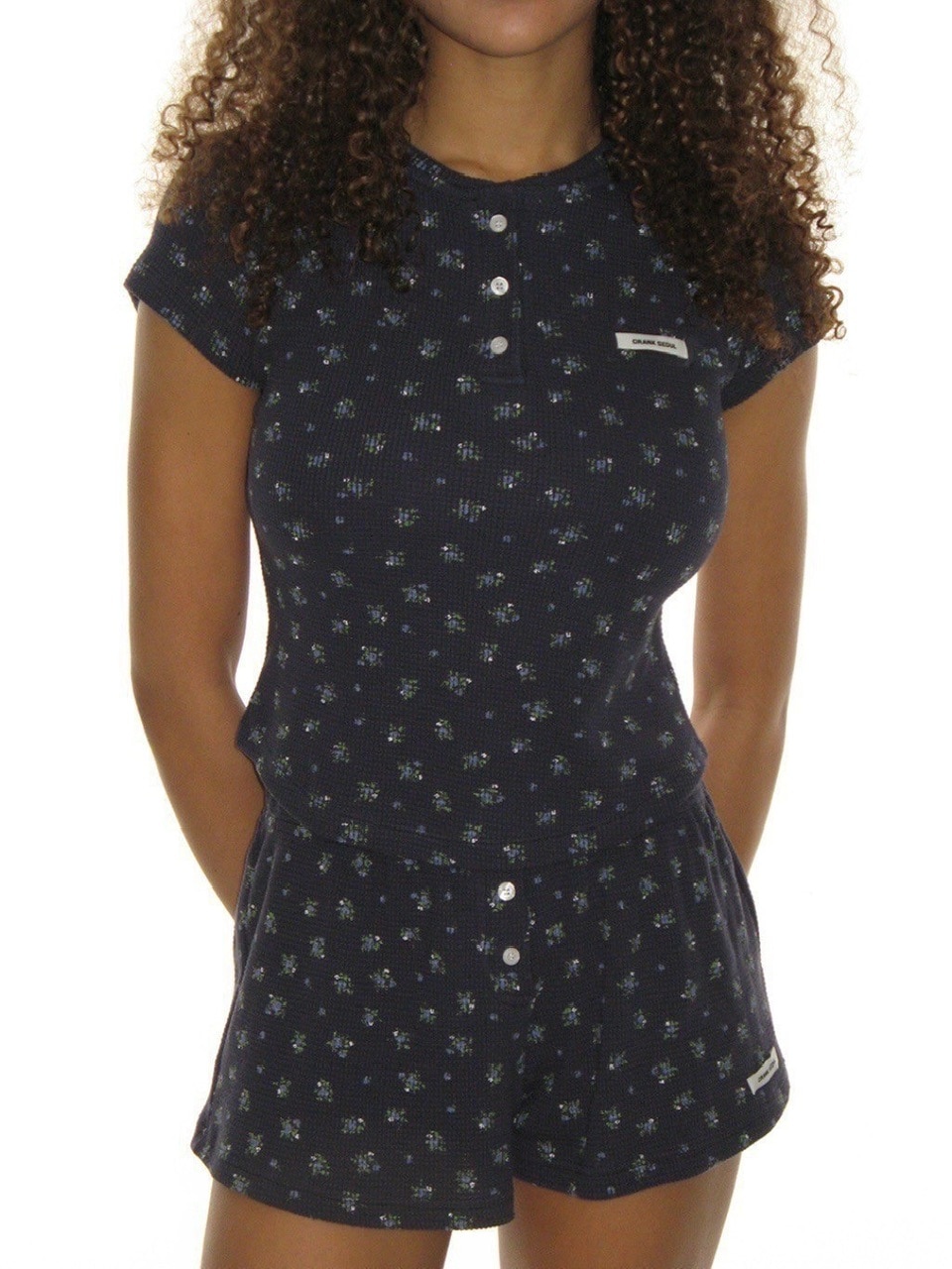 ★CRANK★FLOWER HENLEY NECK TOP_NAVY★正規品/韓国直送料込 CRANK】FLOWER HENLEY NECK TOP | OUR BRAND,CRANK | PRESSING