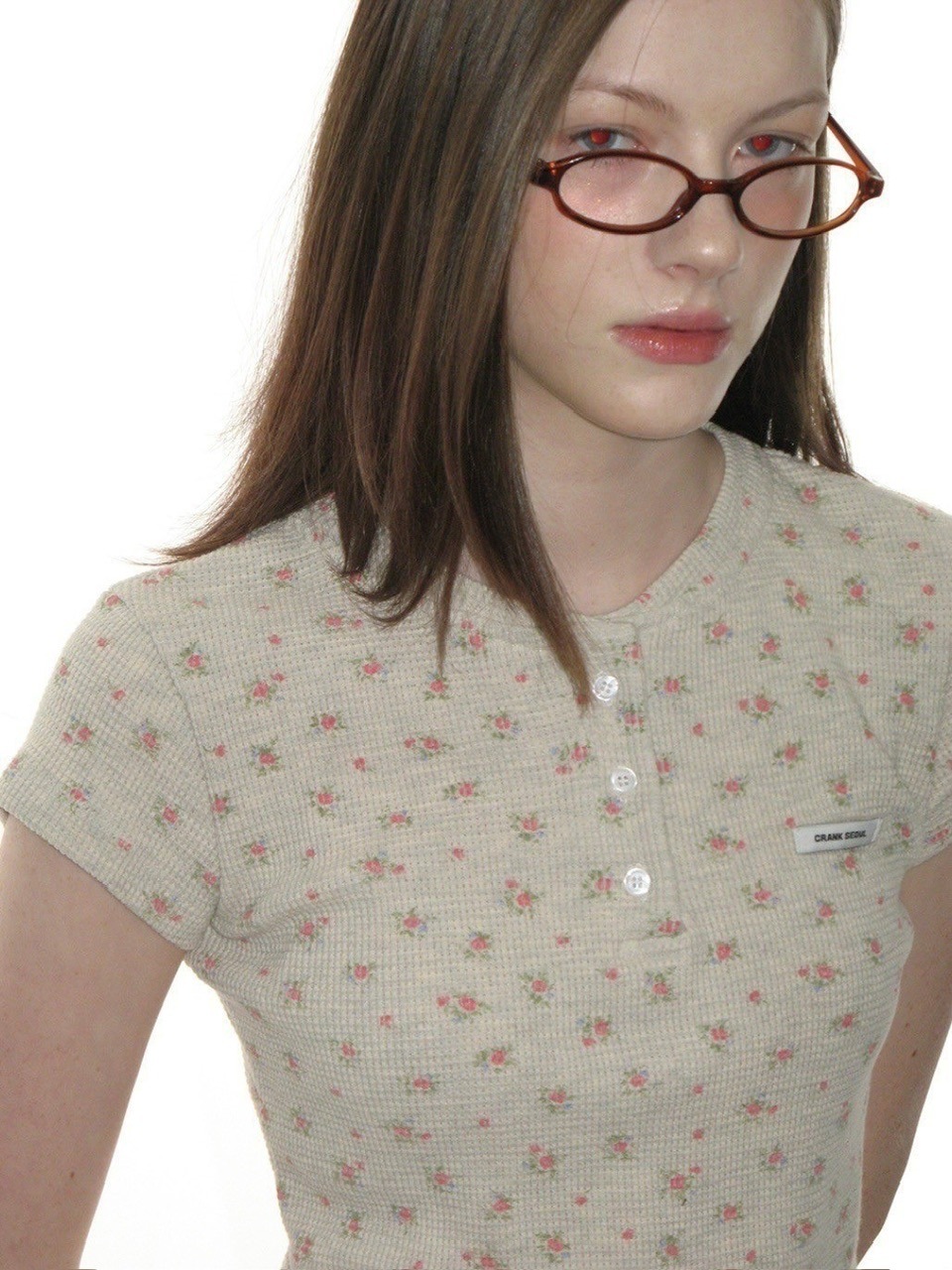 CRANK】FLOWER HENLEY NECK TOP | OUR BRAND,CRANK | PRESSING