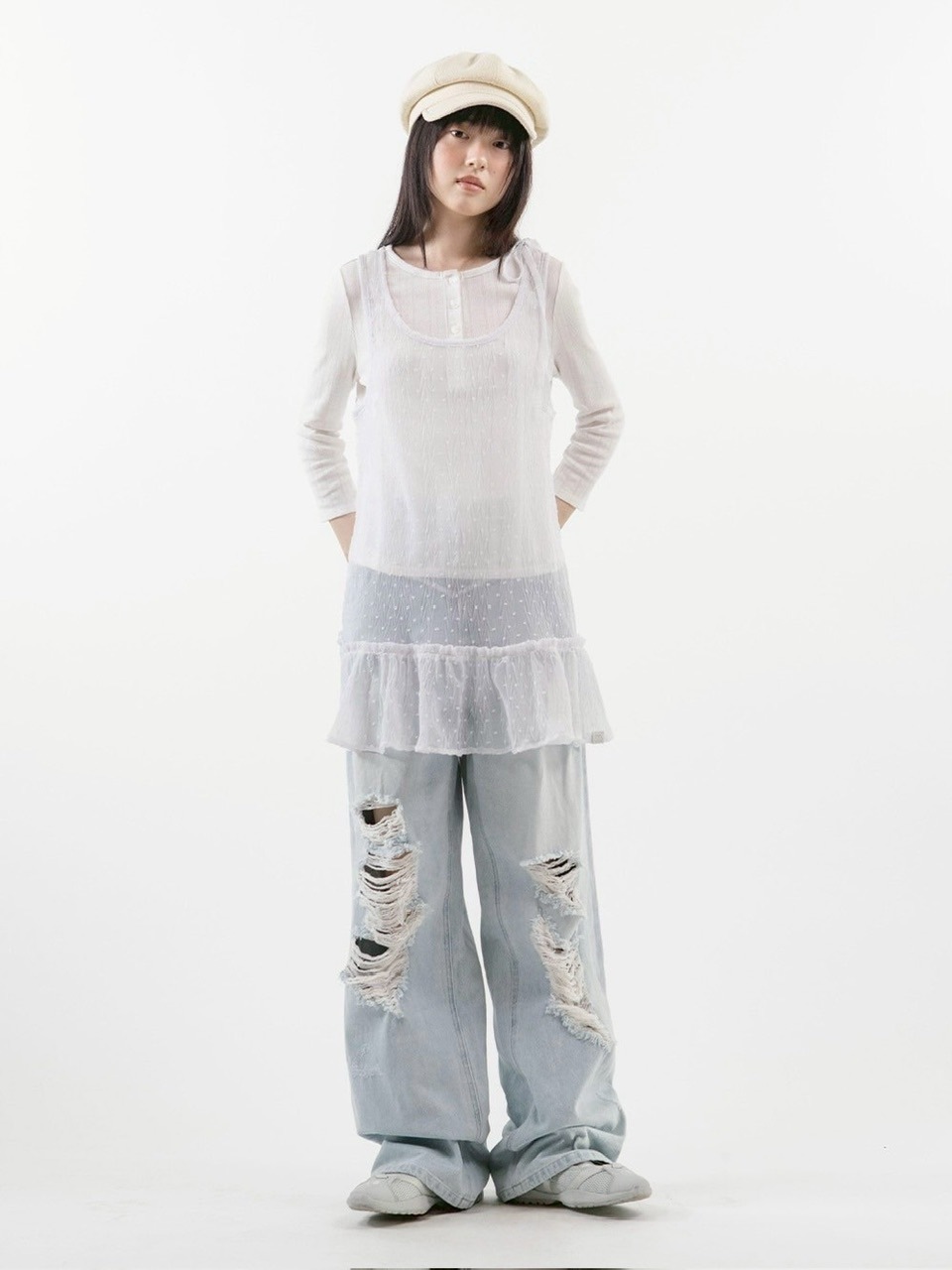 【TUOMIO】FRILL LAYERED DOT DRESS / 【トゥオミオ】フリルレイヤードドットワンピース