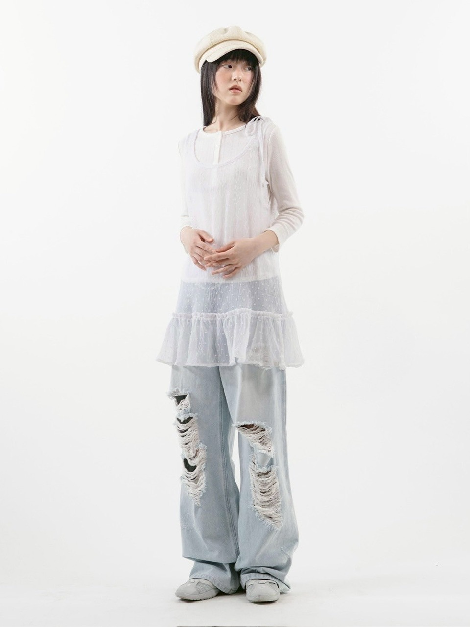 【TUOMIO】FRILL LAYERED DOT DRESS / 【トゥオミオ】フリルレイヤードドットワンピース