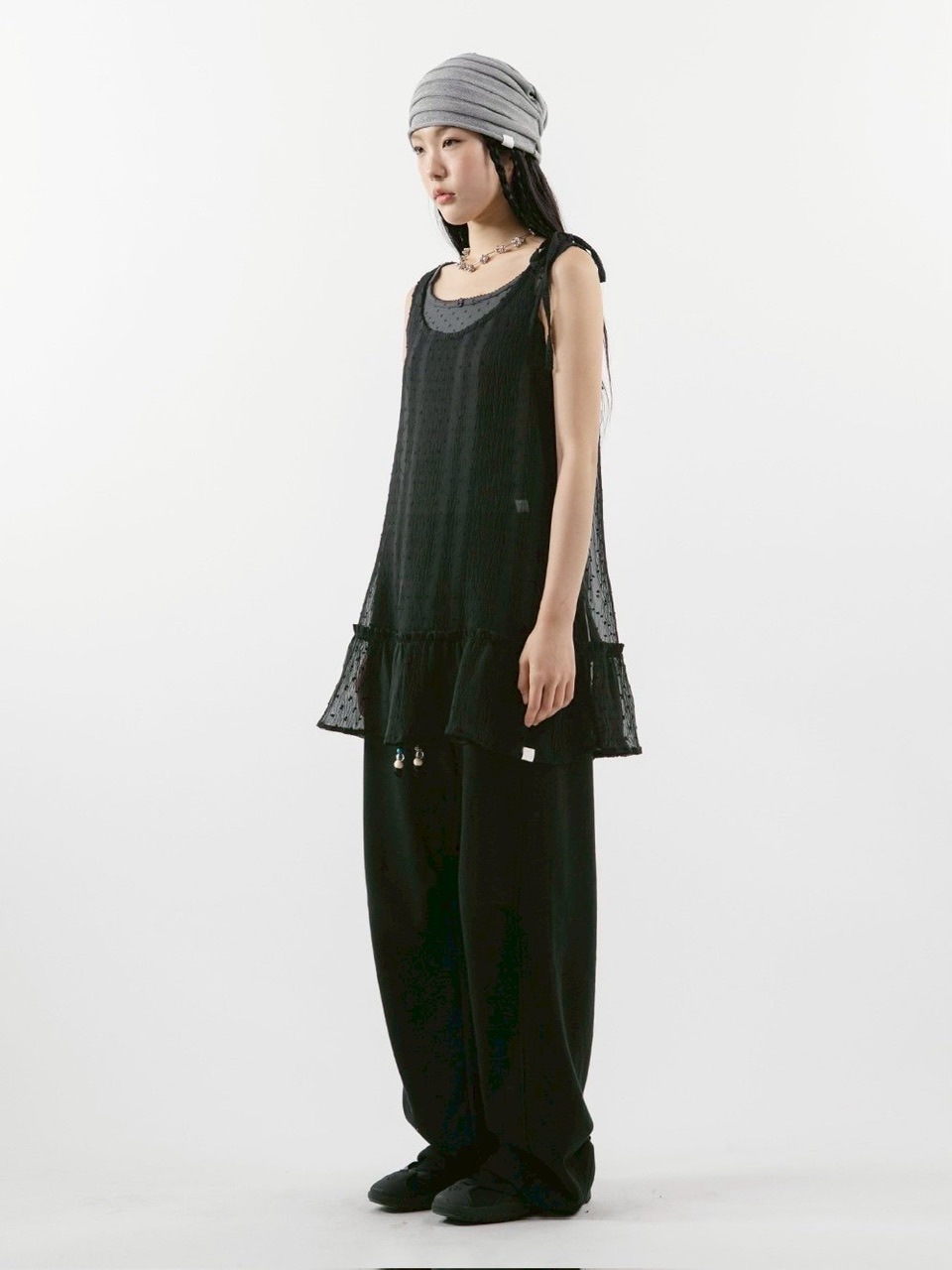 【TUOMIO】FRILL LAYERED DOT DRESS / 【トゥオミオ】フリルレイヤードドットワンピース