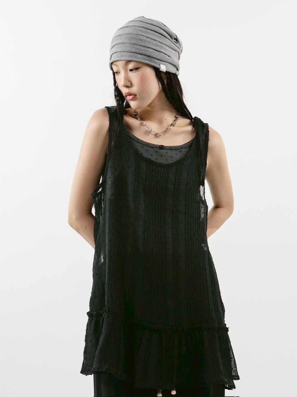 【TUOMIO】FRILL LAYERED DOT DRESS / 【トゥオミオ】フリルレイヤードドットワンピース