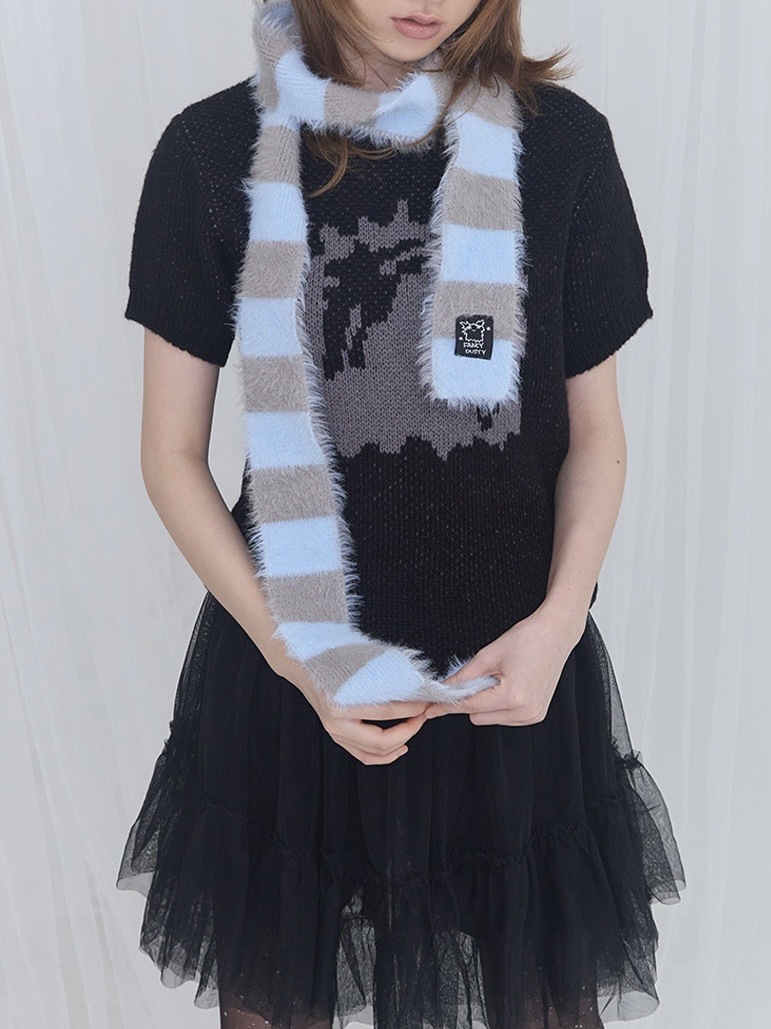 FANCY X DUSTY】HUG STRIPE FUR MUFFLER / 【ファンシー X ダスティ