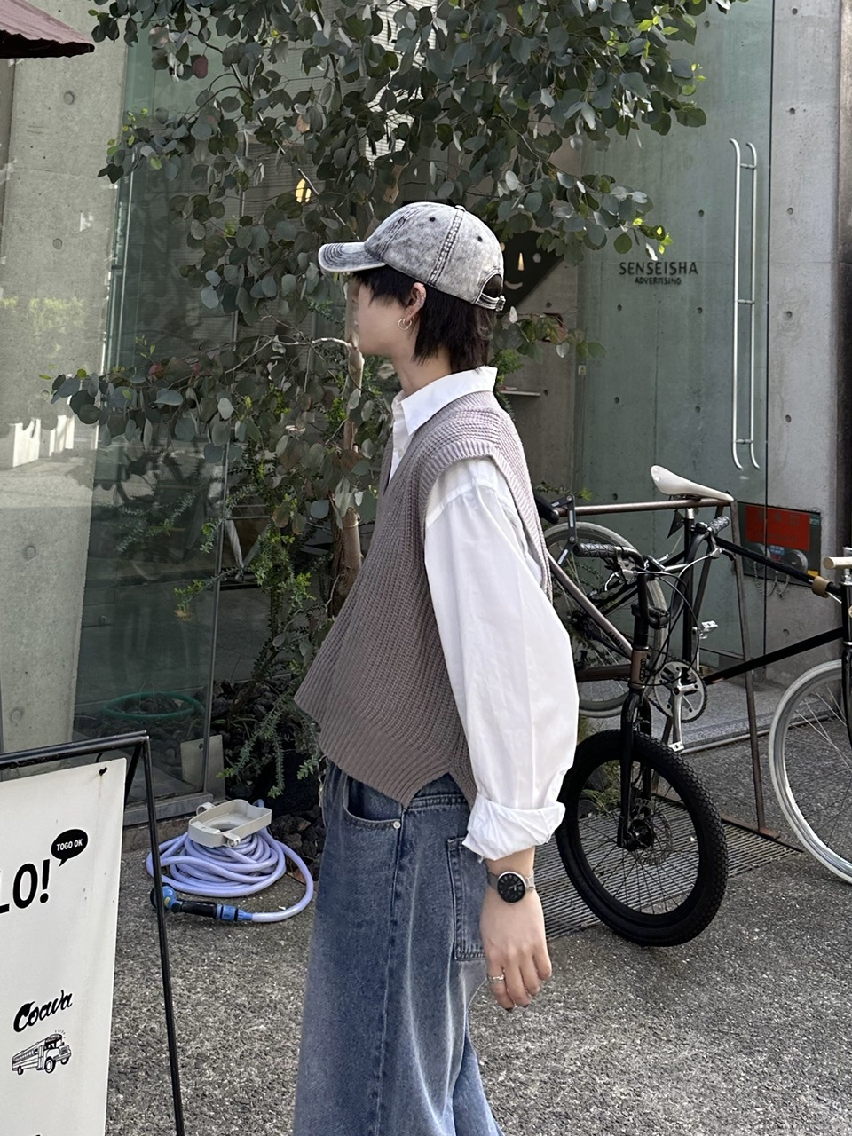 大阪店WEB限定受注制【Chikashitsu +】cropped box vest (2color