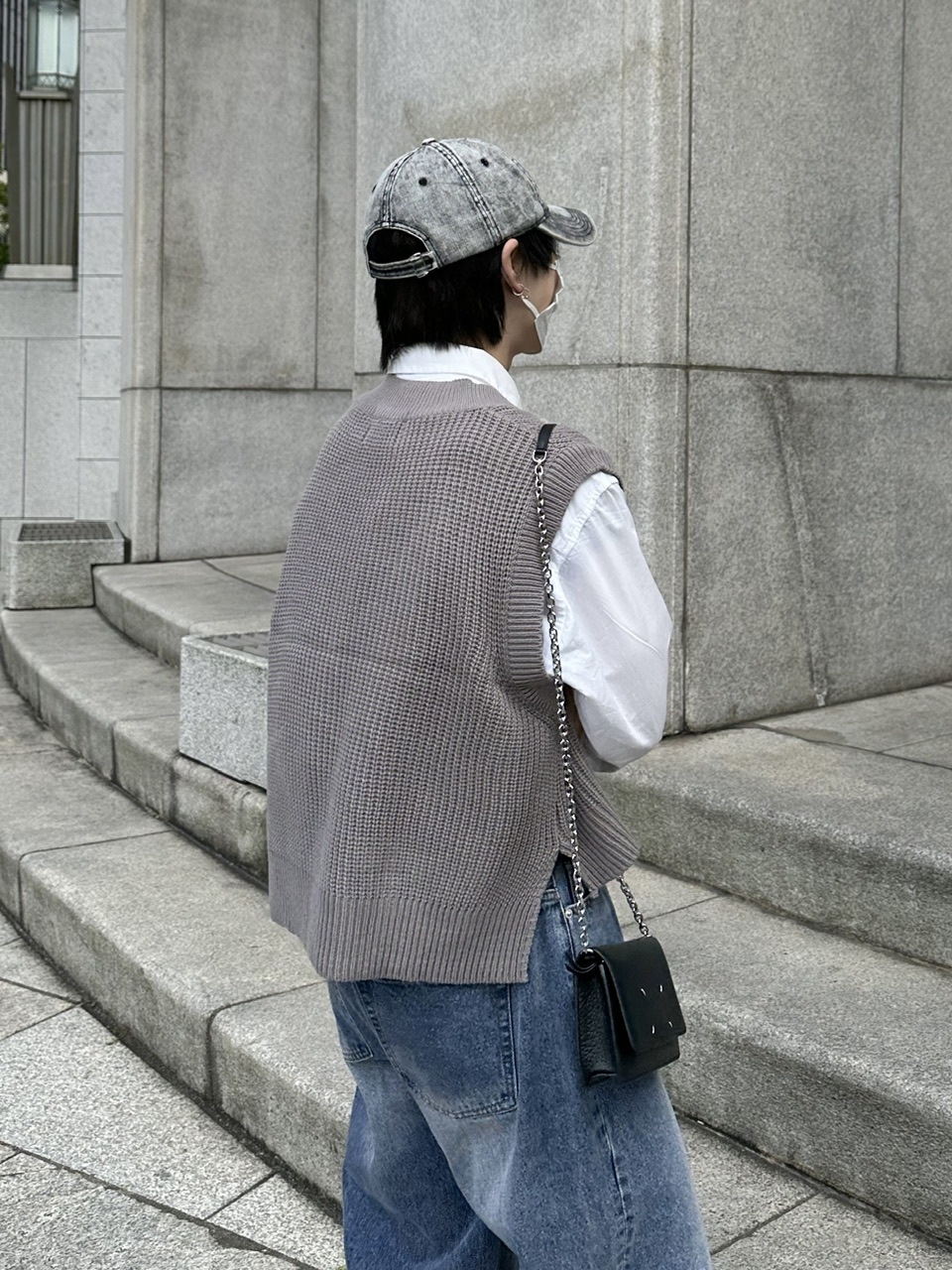 WEB限定受注制【Chikashitsu +】cropped box vest (2color)