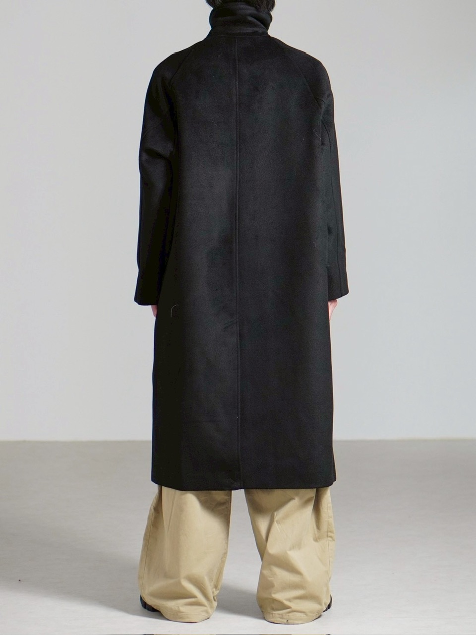 受注制【Chikashitsu +】high neck wool blend long coat / 【チカシツプラス】ハイネックウールブレンドロングコート (2color)