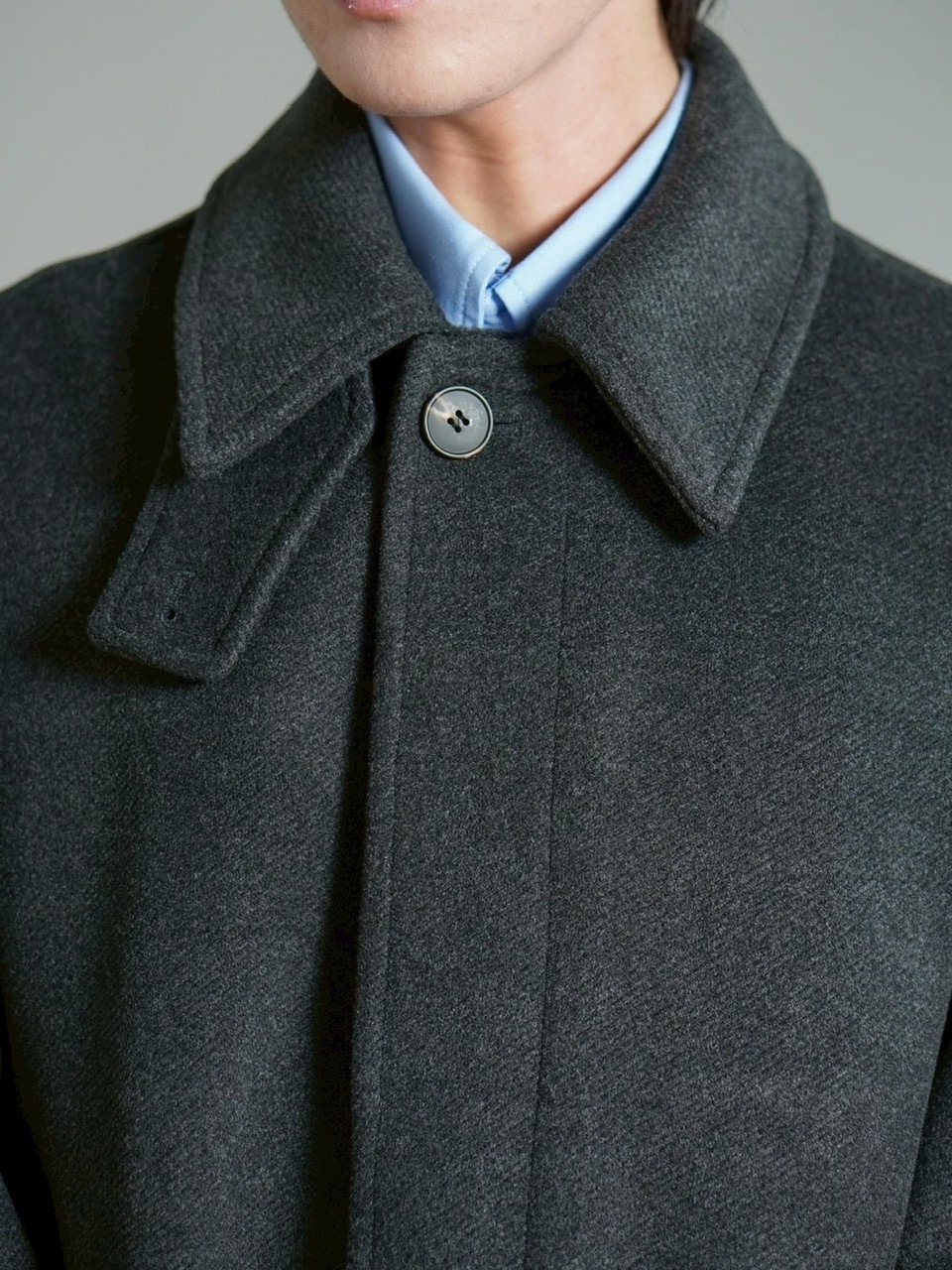 受注制【Chikashitsu +】high neck wool blend long coat / 【チカシツプラス】ハイネックウールブレンドロングコート (2color)