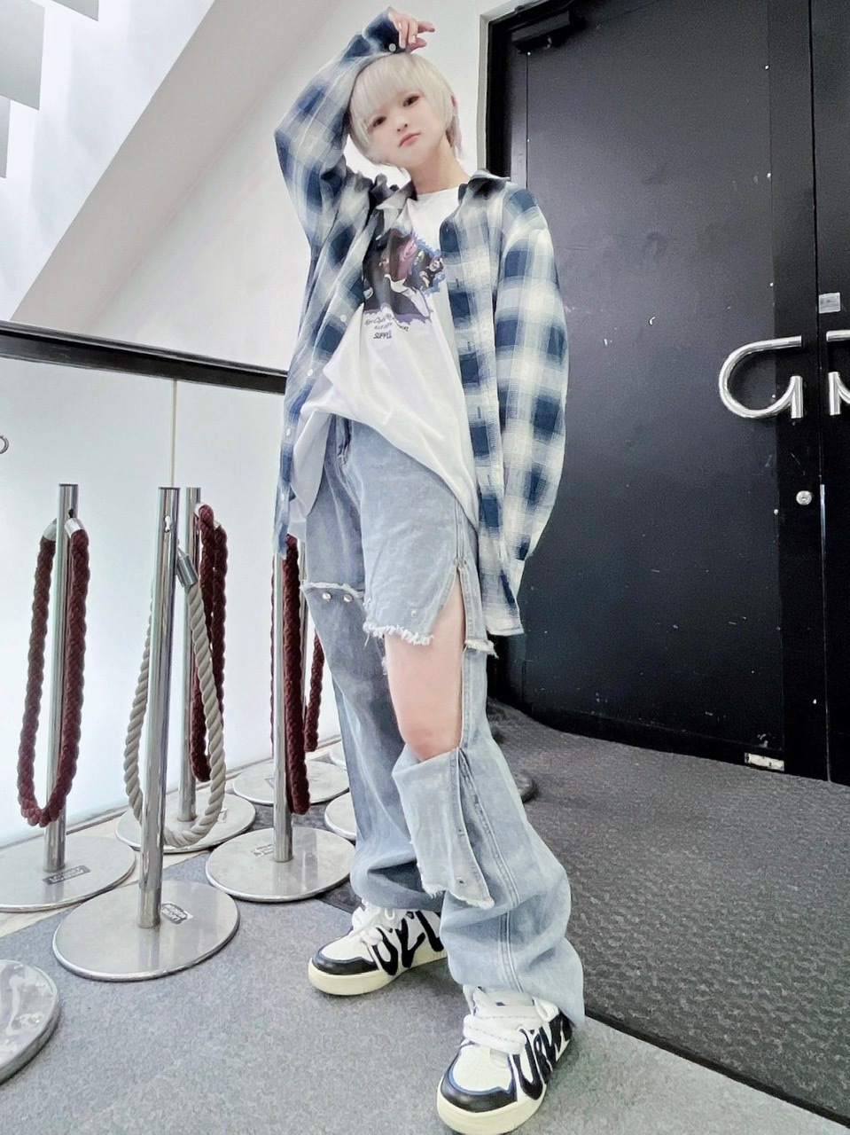 受注制【XU DOG】chiffon check shirt (2color) | OUR BRAND,XU