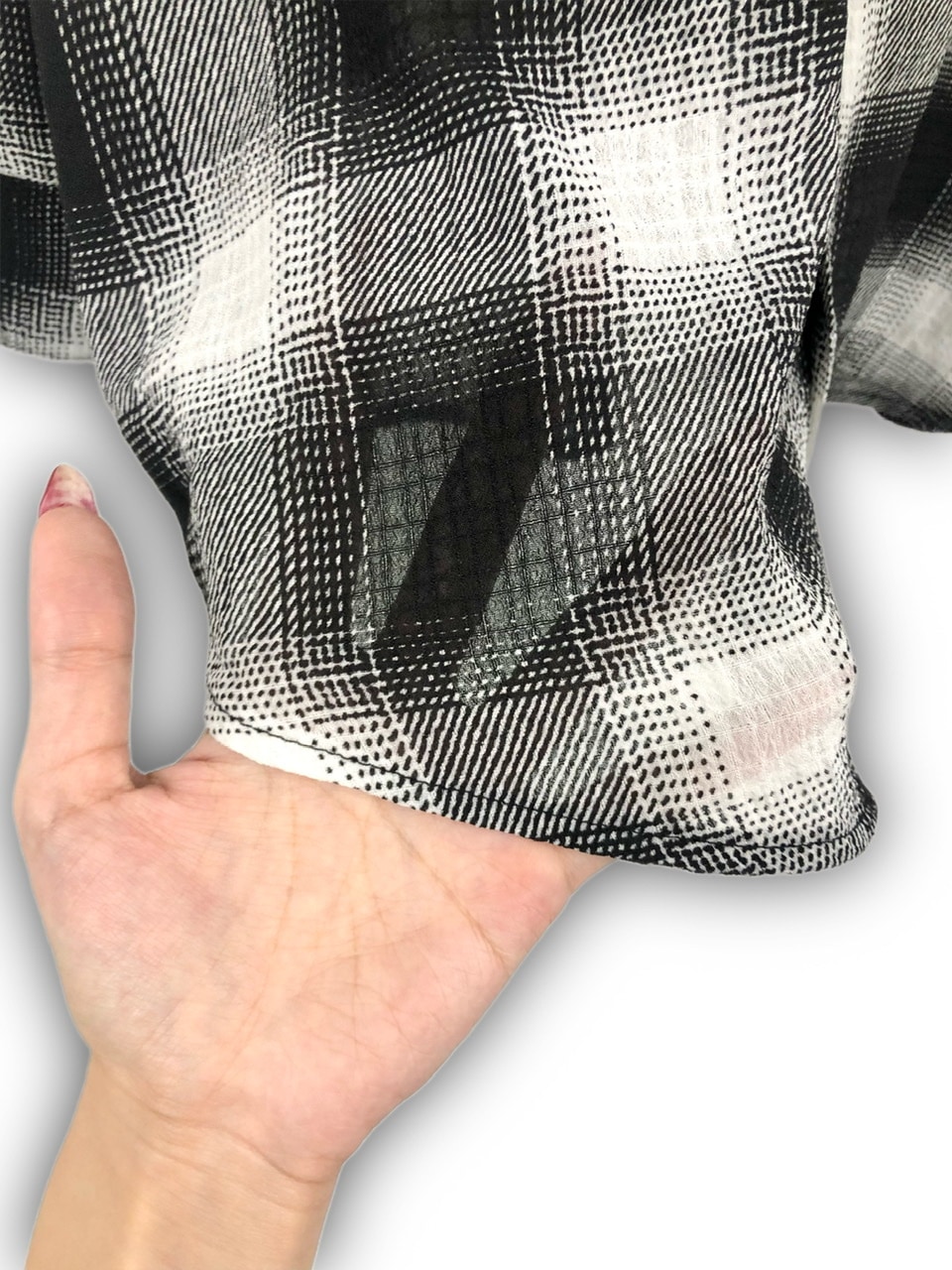 受注制【Never mind the XU】chiffon check shirt (2color) / 【ネバー