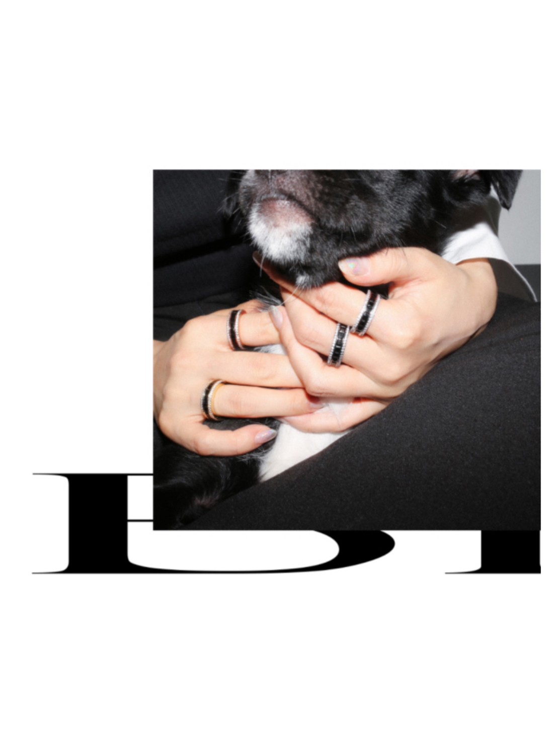 【BLACK PURPLE】AAA DIA CRYSTAL 3-LINE RING (BLACK)