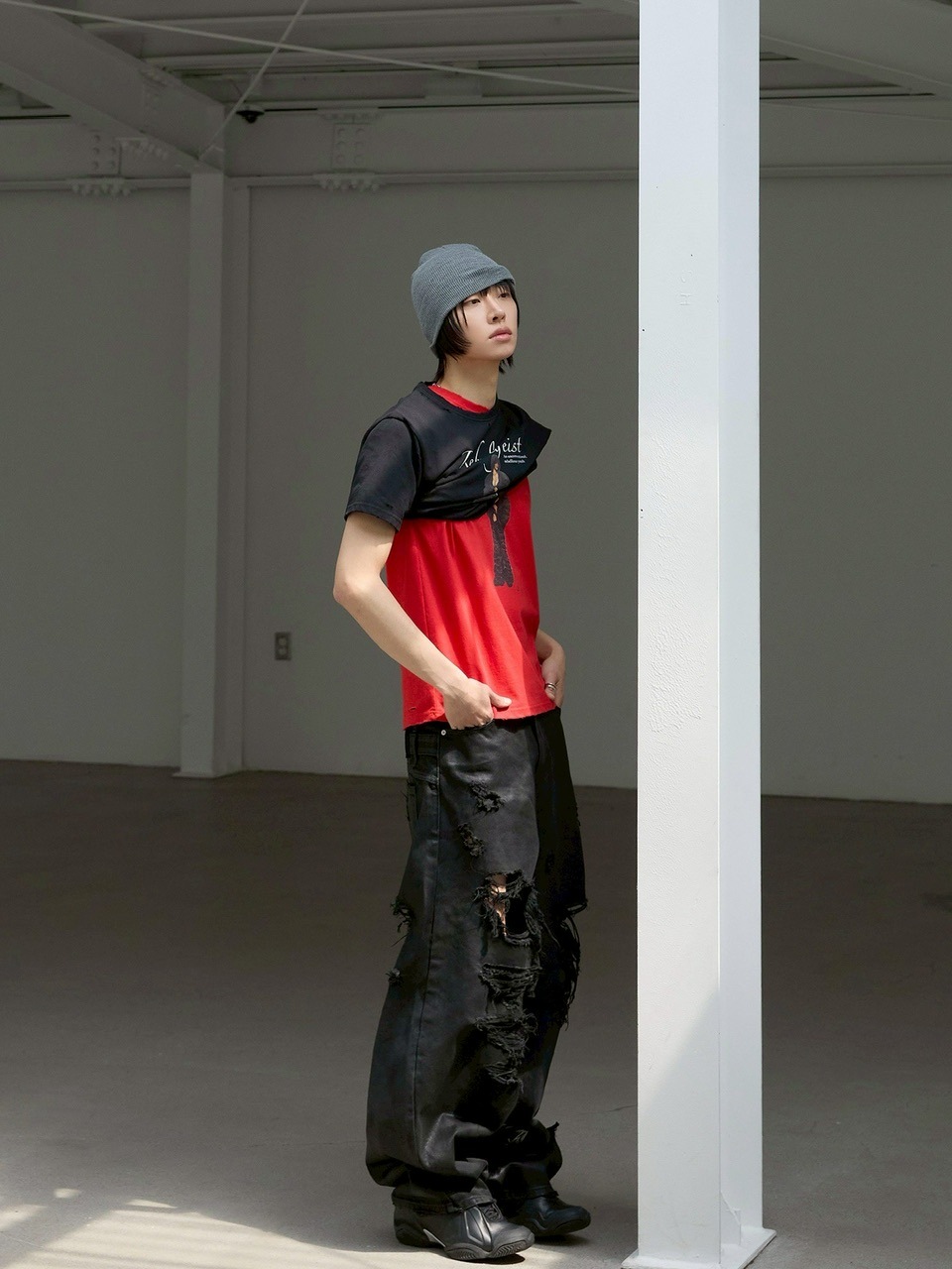 ANOTHERYOUTH】3 layered destroyed jeans | OUR BRAND,ANOTHERYOUTH