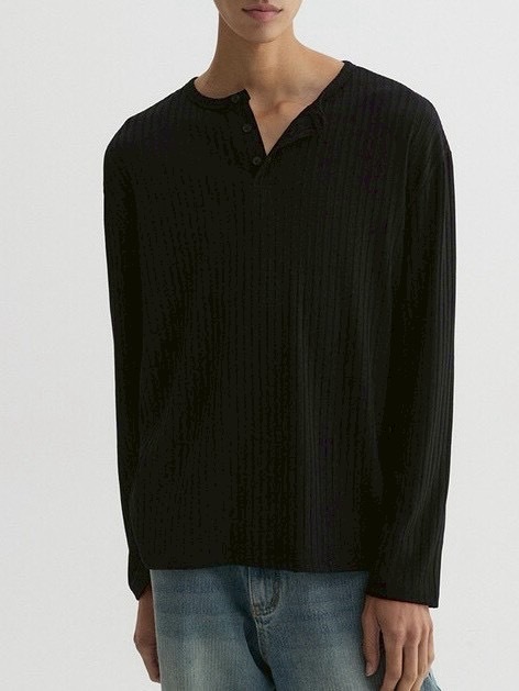 【DNSR】Ribbed Henley Long Sleeve
