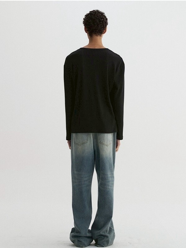 【DNSR】Ribbed Henley Long Sleeve