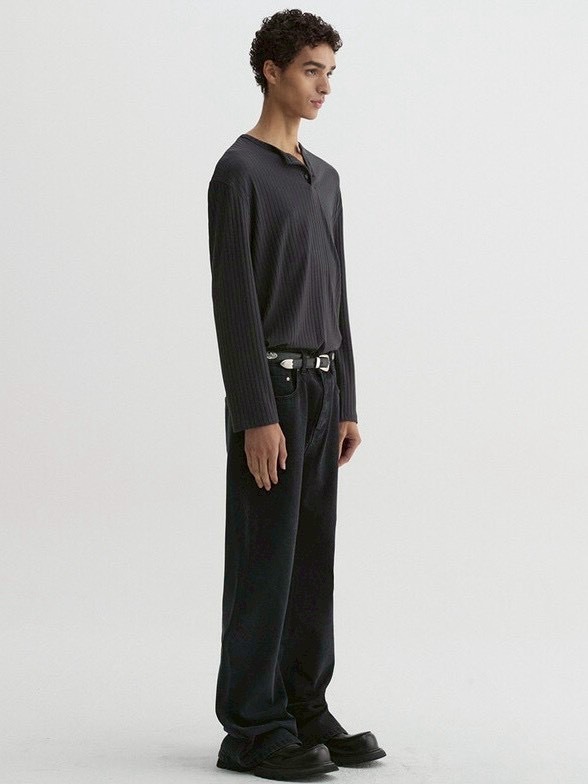 【DNSR】Ribbed Henley Long Sleeve
