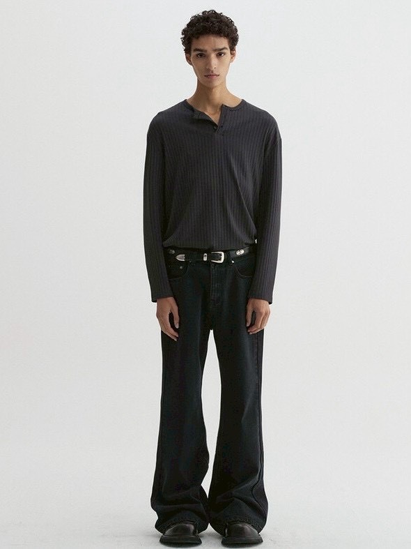 【DNSR】Ribbed Henley Long Sleeve