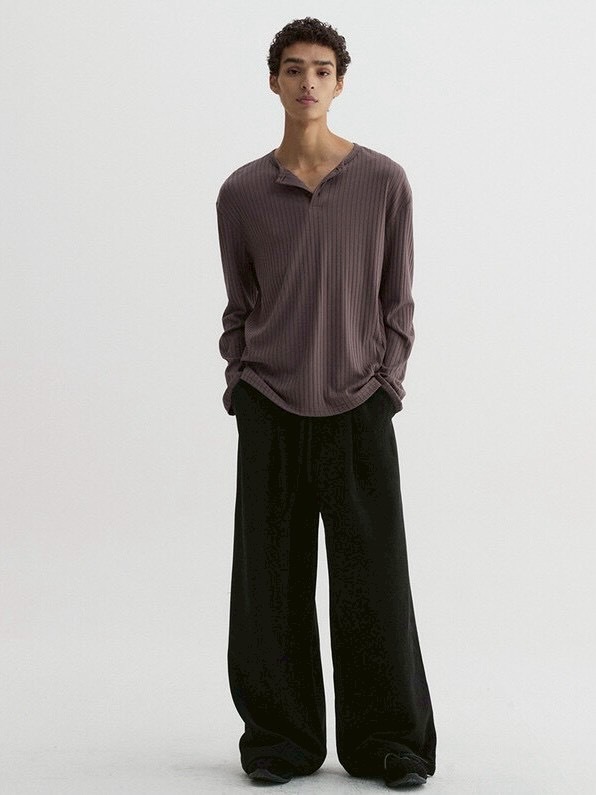 【DNSR】Ribbed Henley Long Sleeve