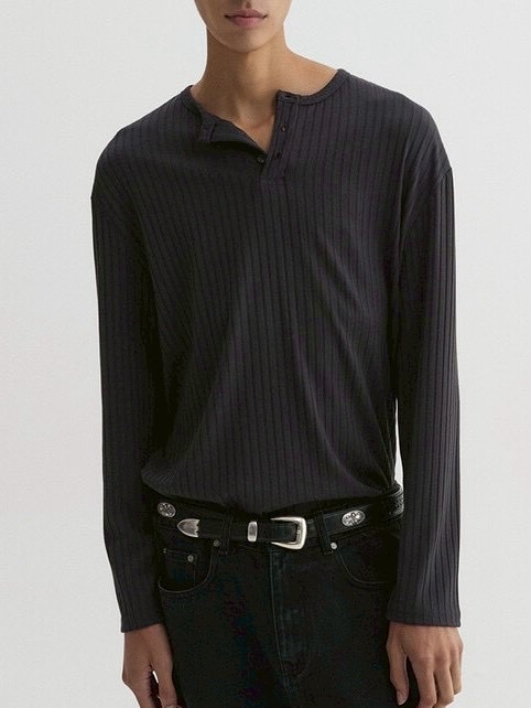 【DNSR】Ribbed Henley Long Sleeve