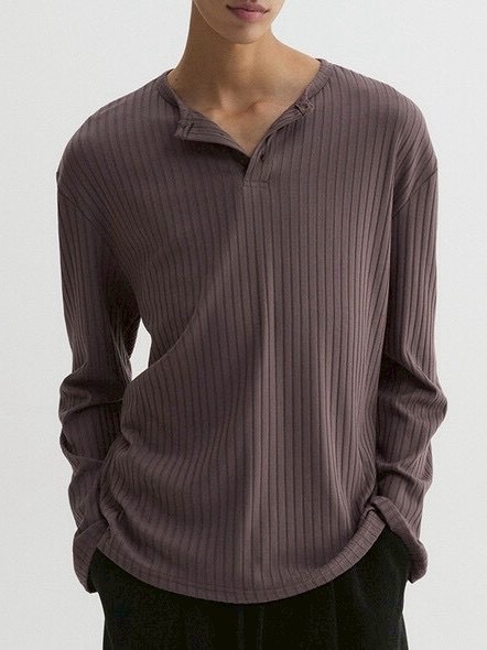 【DNSR】Ribbed Henley Long Sleeve