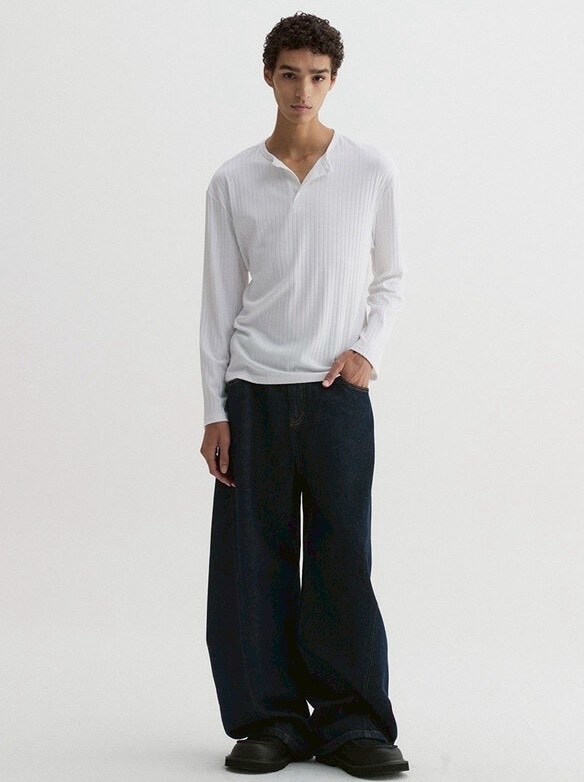 【DNSR】Ribbed Henley Long Sleeve