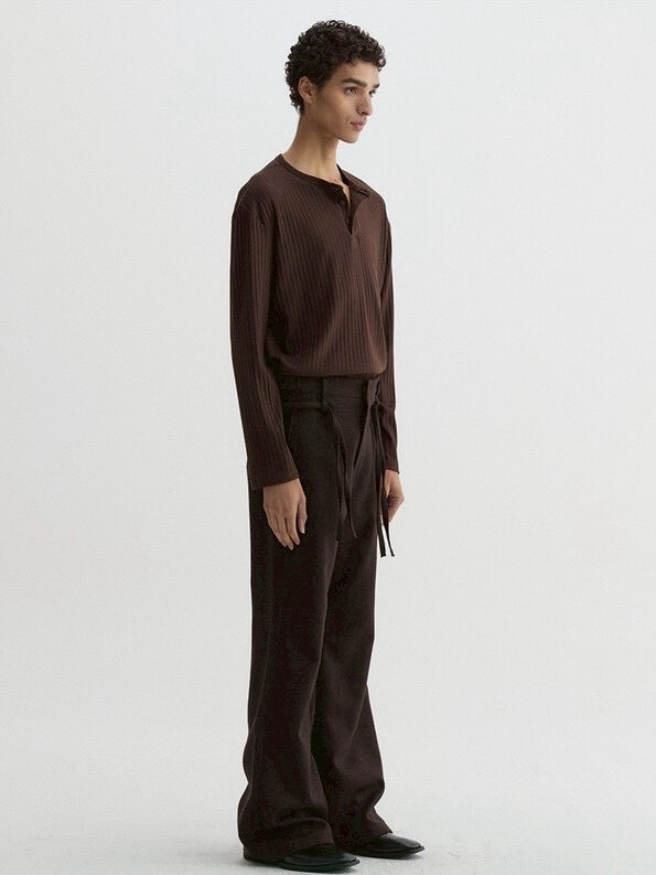 【DNSR】Ribbed Henley Long Sleeve