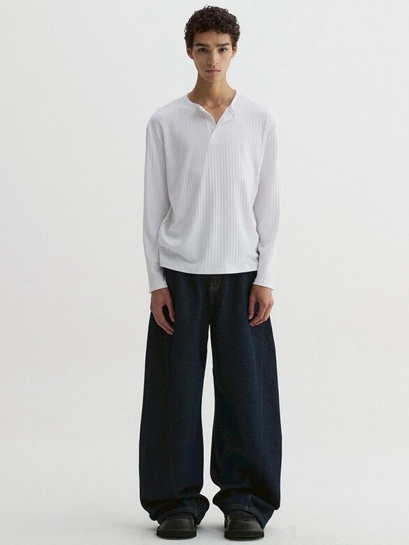 【DNSR】Ribbed Henley Long Sleeve