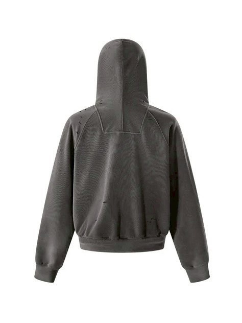 The Boy Has No Patience】Double Drawstring Ripped Hooded