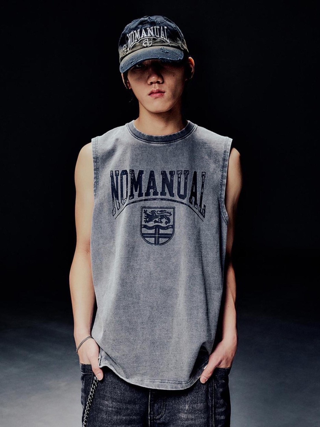 ★NOMANUAL★EMBLEM WASHED T-SHIRT NOMANUAL】EMBLEM WASHED SLEEVELESS TEE | OUR BRAND,NOMANUAL