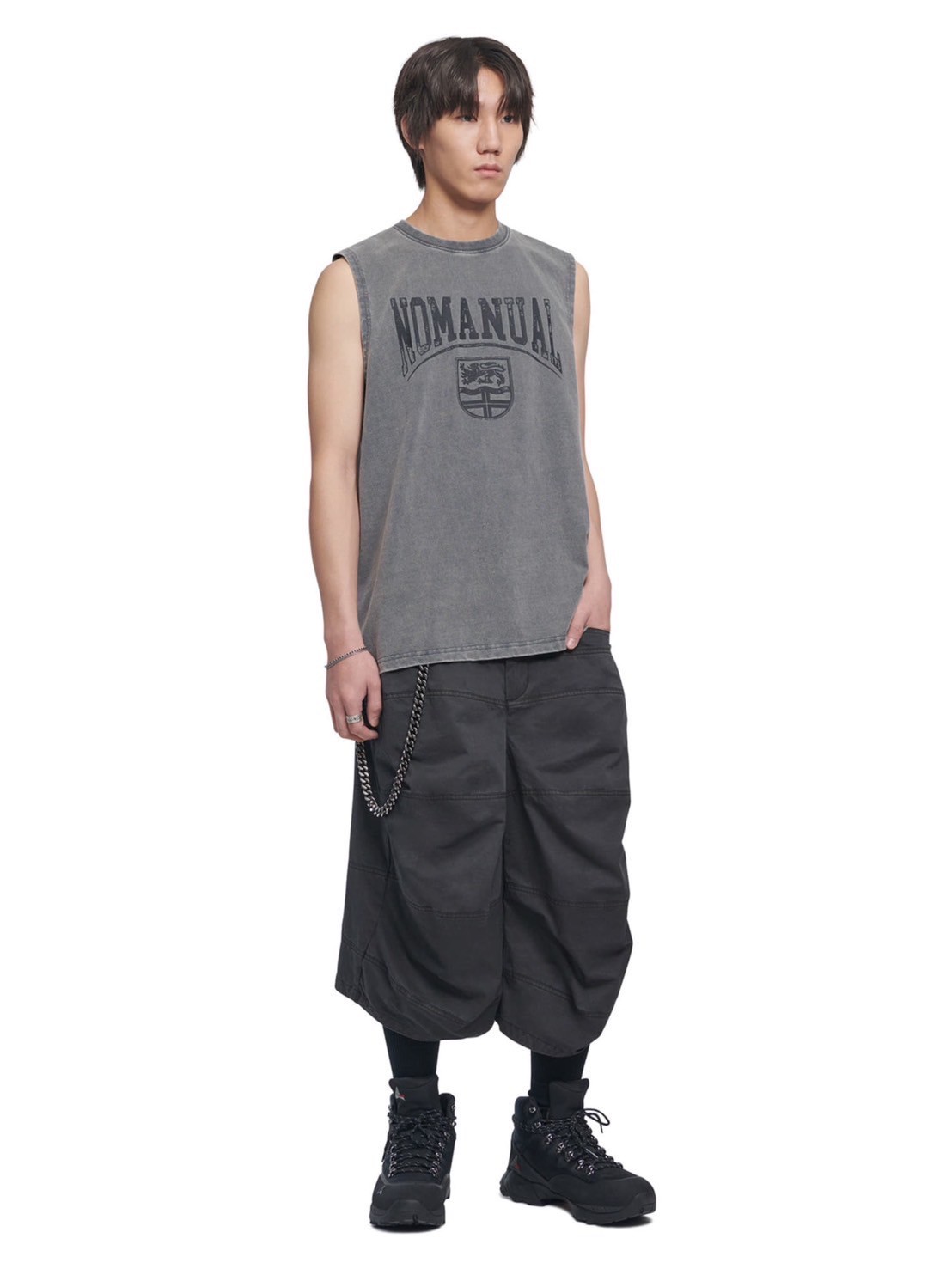 NOMANUAL】EMBLEM WASHED SLEEVELESS TEE | OUR BRAND,NOMANUAL