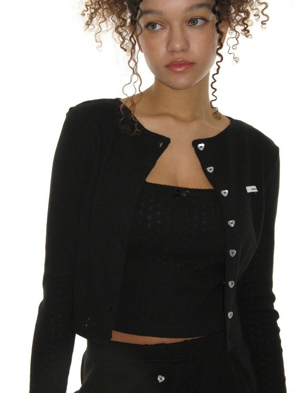 CRANK】HEART BUTTON EYELET CARDIGAN | OUR BRAND,CRANK