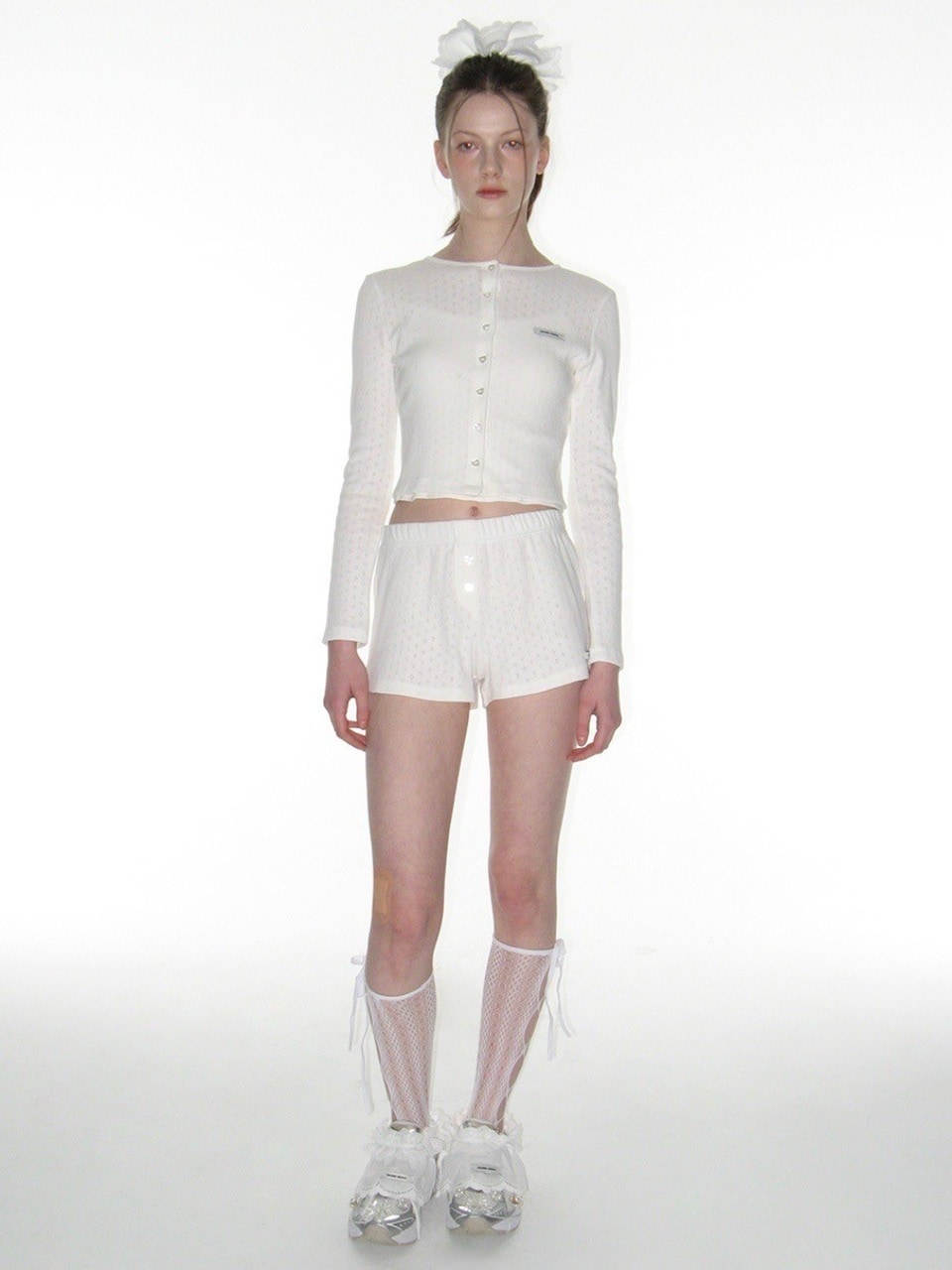 CRANK】HEART BUTTON EYELET CARDIGAN | OUR BRAND,CRANK
