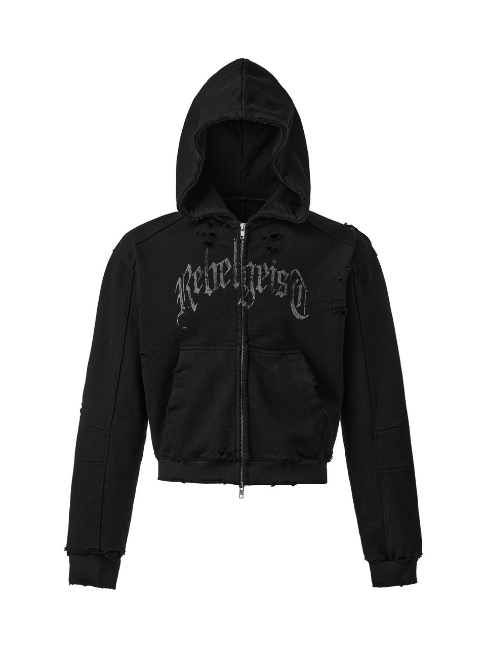 ANOTHERYOUTH】damaged crop zip-up hoodie | OUR BRAND