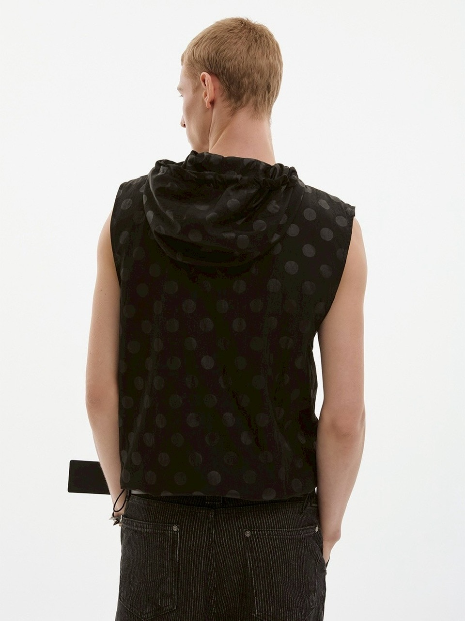 関税/送料込★CPGN Studio★Shirring Hood Vest ESC STUDIO】twin zipper dot hood vest/ 【イーエスシー