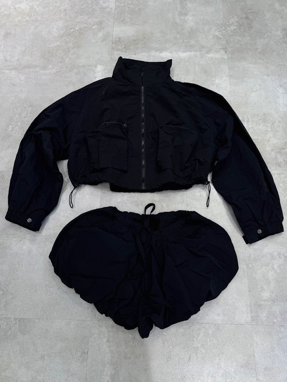 Nerd out XU】nylon crop jacket / 【ナードアウトエックスユー