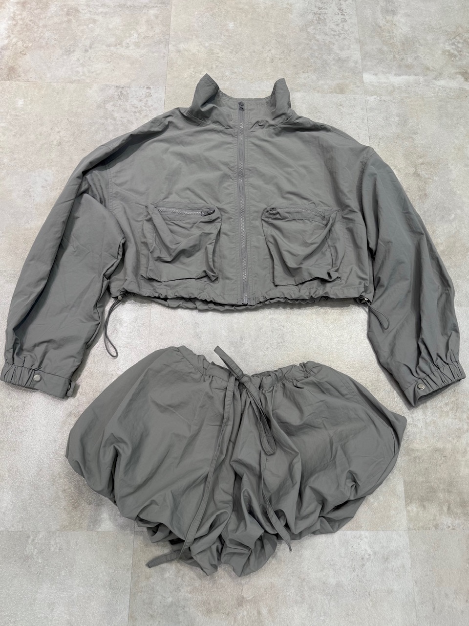 Nerd out XU】nylon crop jacket / 【ナードアウトエックスユー