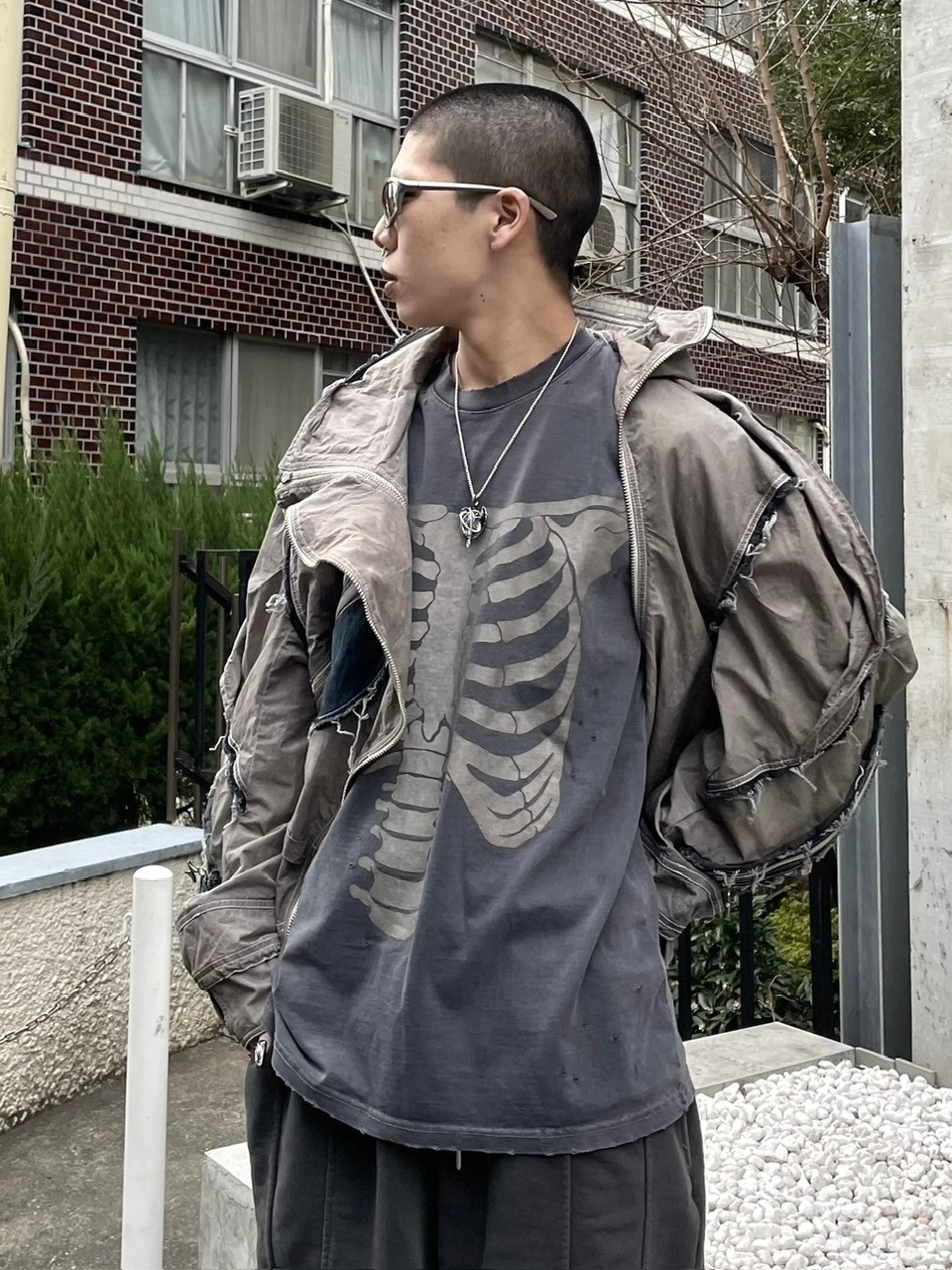 URKOOL スケルトン スカルプリント ストリート 半袖 XU DOG】skeleton tee / 【エックスユー ドッグ】スケルトン