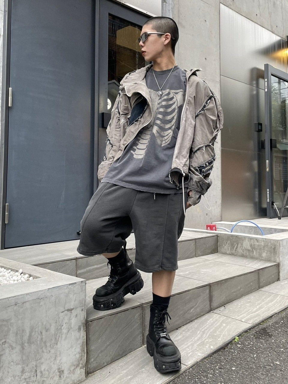 URKOOL スケルトン スカルプリント ストリート 半袖 XU DOG】skeleton tee / 【エックスユー ドッグ】スケルトン