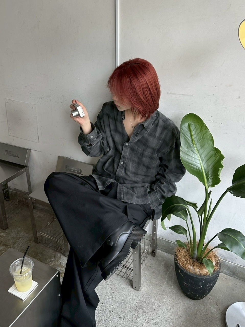 【LUV CODE】pigment check shirt
