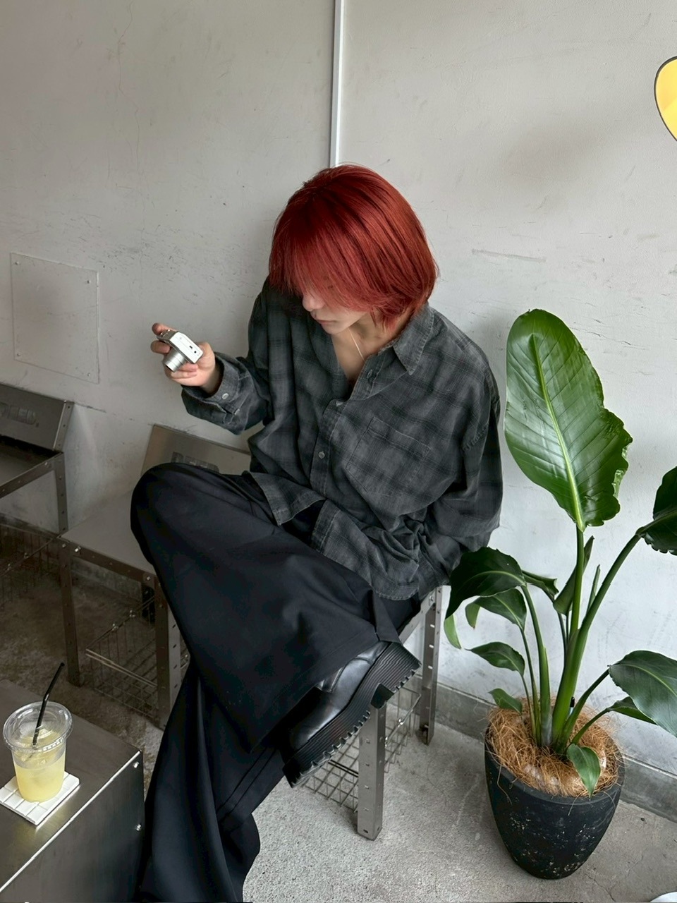 【LUV CODE】pigment check shirt