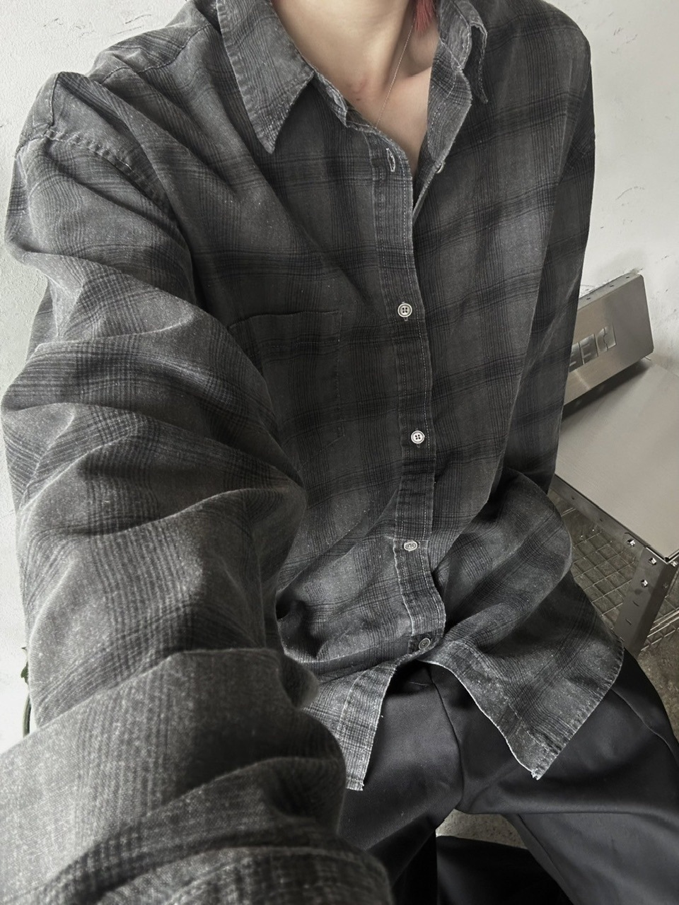 【LUV CODE】pigment check shirt