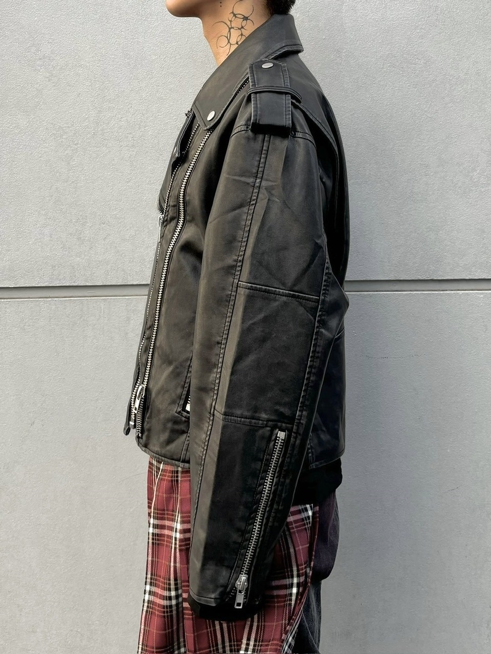 受注制【Never mind the XU】washed leather jacket