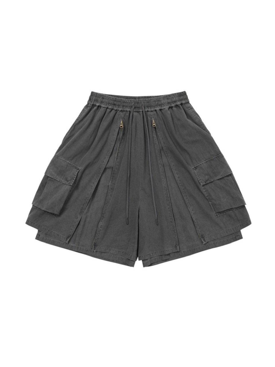 AJOBYAJO】Washed Layered Zip-Up Shorts | OUR BRAND,AJOBYAJO