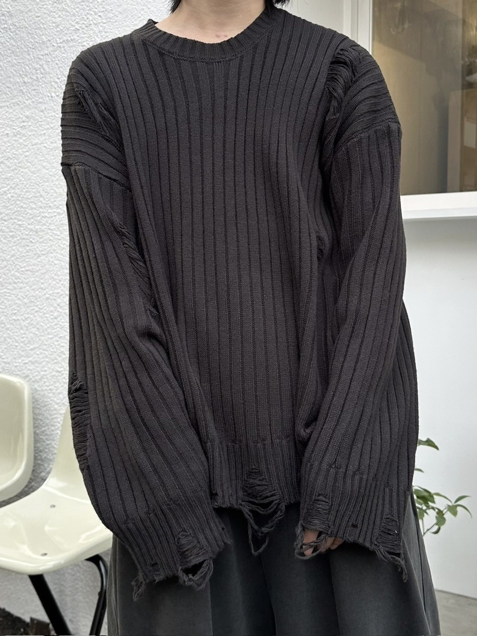 【LUV CODE】oversized damage knit (3color)